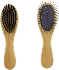 Merkloos Nobleza Dierenborstel - Hondenborstel - Kattenborstel - Tweezijdig - Dubbelzijdig - Hout - Maat L -Huisdier Benodigdheden 1021x1200