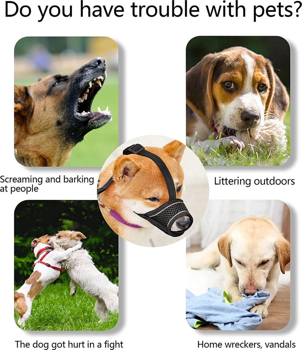 Merkloos Hoog Kwaliteit Muilkorf Met Bedrukt Patroon - Muilkorf Hond - Hondensnuit - Anti Blaf En Bijt - Voor Kleine En Grote Honden Maat M Zwart Reflecterend 4 Merkloos Hoog Kwaliteit Muilkorf Met Bedrukt Patroon - Muilkorf Hond - Hondensnuit - Anti Blaf En Bijt - Voor Kleine En Grote Honden Maat M Zwart Reflecterend - Afbeelding 2