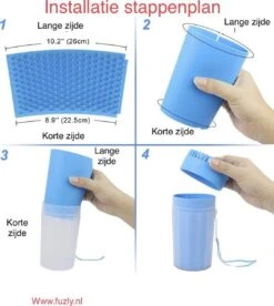 Fuzly - Hondenpoot Reiniger - + Handdoek - Hondenborstel - Hondenverzorging - Verzorging Hond - Hond Wassen - Blauw -Huisdier Benodigdheden 1075x1200