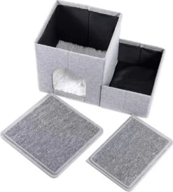 2-in-1 Hondenhuis & Hondentrap - Voor Binnen - Huisdieren Huisje - Hondenmand - Kattenmand - 67.5x40x37.5 Cm - Grijs -Huisdier Benodigdheden 1077x1200