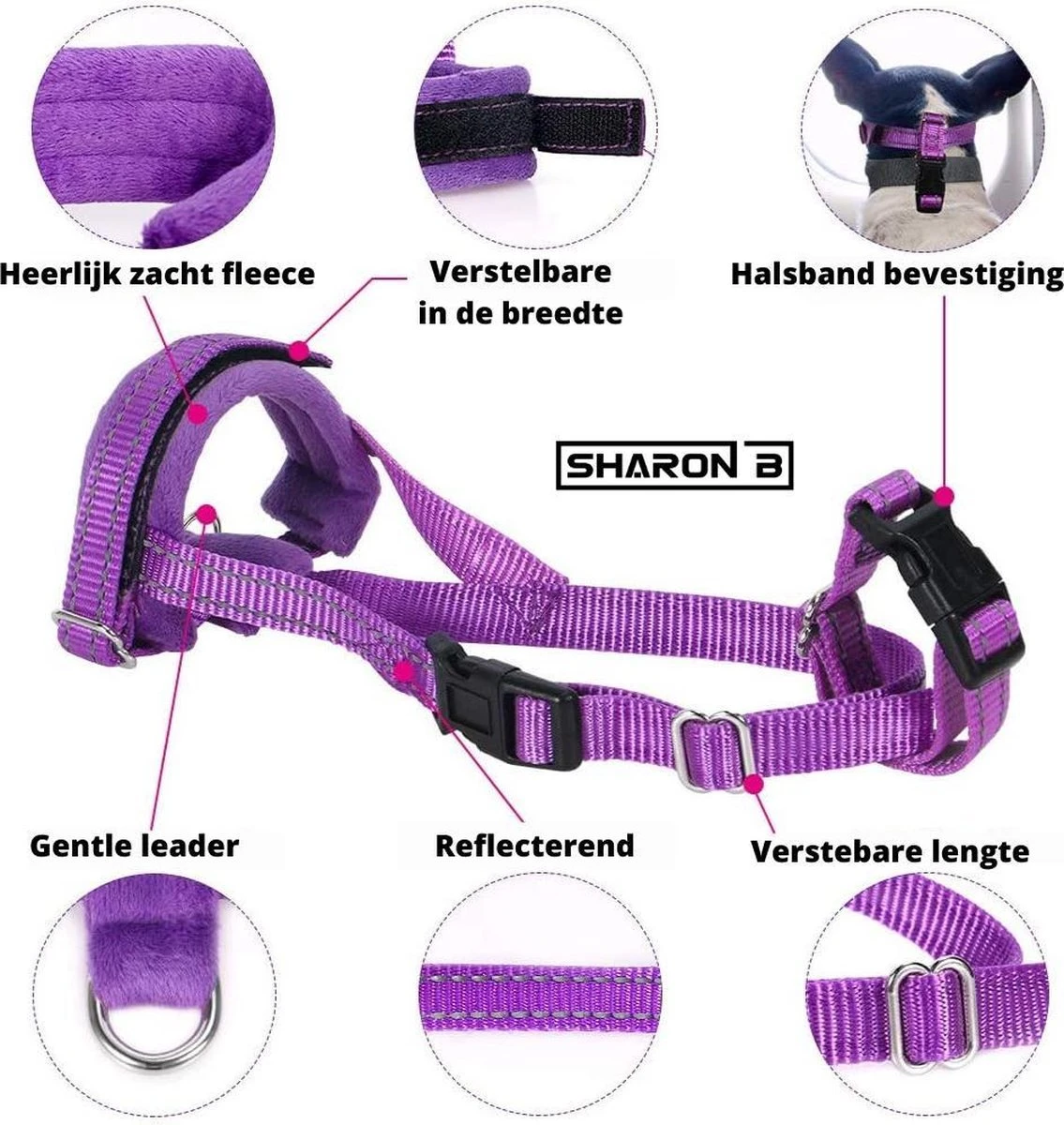 Sharon-B Muilkorf Turquoise Maat S - Fleece - Reflecterend - Kleine Hond 6 Sharon-B Muilkorf Turquoise Maat S - Fleece - Reflecterend - Kleine Hond - Afbeelding 4