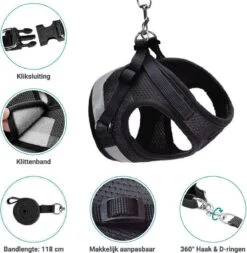 Hondentuig, Hondenharnas Met Hondenriem – Reflecterend - Zwart – Maat L (borst 40-45 Cm) -Huisdier Benodigdheden 1173x1200 5