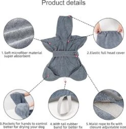 Super Absorberende Honden Badjas Grijs Maat L -Huisdier Benodigdheden 1178x1200