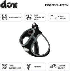 DDOXX Borstharnas Air Mesh, Step-In, Reflecterend | Vele Kleuren | Voor Kleine, Middelgrote En Middelgrote Honden | Hondenharnas Hond Kat Puppy | Kattenharnas Puppy Harnas | Zwart, M -Huisdier Benodigdheden 1190x1200 1