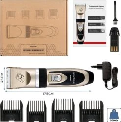 LifeGoods Hondentondeuse - Voor Katten En Honden - Complete Set - 5 Standen - Draadloos - Oplaadbaar - Goud/Zwart -Huisdier Benodigdheden 1190x1200