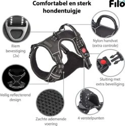 Filo Anti Trek Hondentuig L Met Hondenriem - Y Tuig Hond - Easy Walk Hondenharnas Large + Hondenlijn - Hondentuigje Verstelbaar - Leiband - Honden Tuigje - Riem -Huisdier Benodigdheden 1194x1200 4