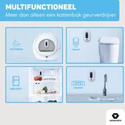 Vulpes Pets® Kattenbak Geurverdrijver PRO - Ozon En Negatieve Ionen Functie - Infraroodsensor - Oplaadbaar - Geurverwijderaar - Air Eliminator - Wit -Huisdier Benodigdheden 1195x1200 4