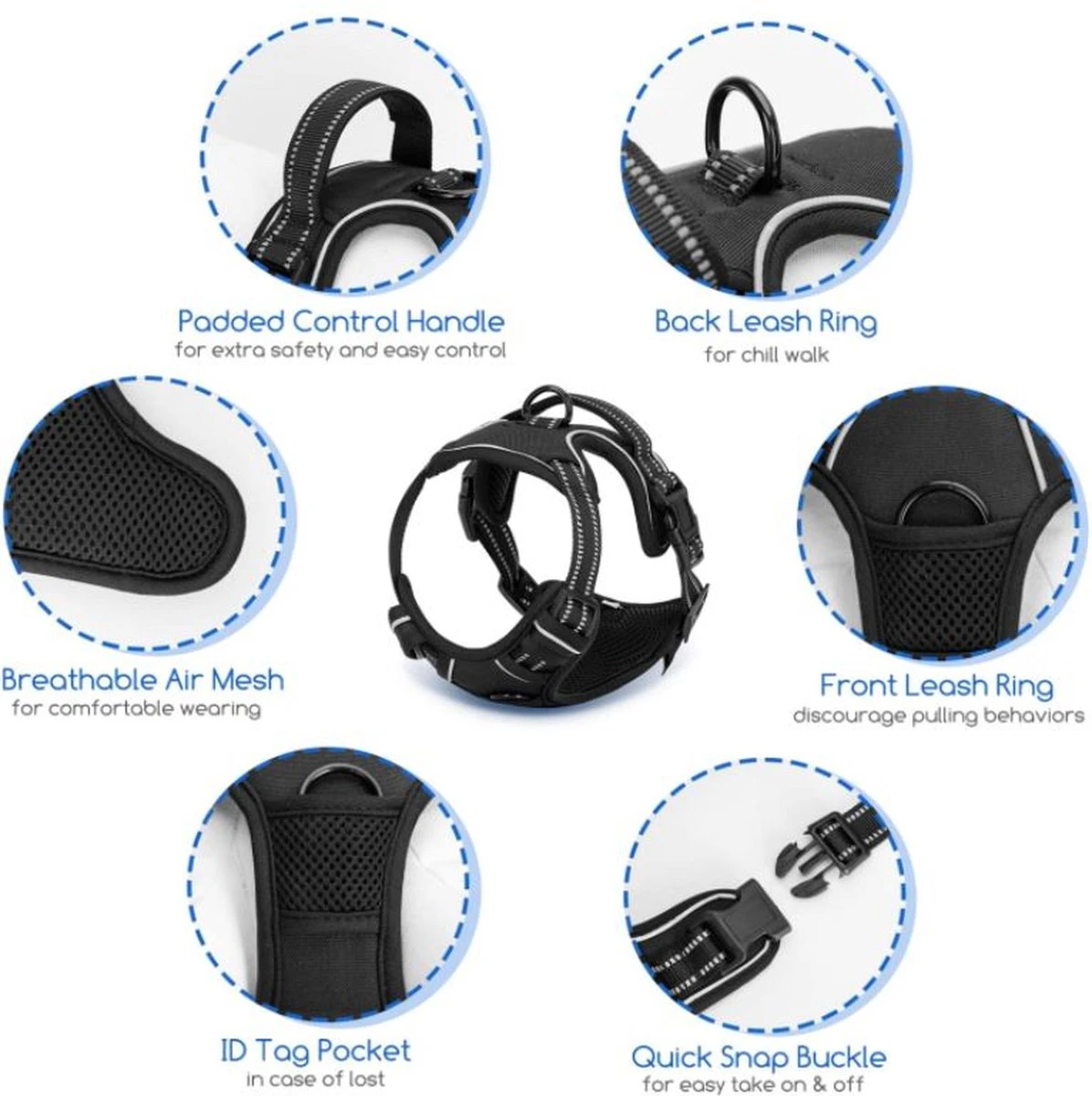 Nobleza 42ZHY - Hondenharnas - Hondentuigje - Anti Trek - L - Zwart 10 Nobleza 42ZHY - Hondenharnas - Hondentuigje - Anti Trek - L - Zwart - Afbeelding 8