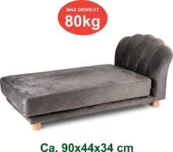 Maxxpro Katten- En Hondenbank - Grijs - Verhoogd Met Houten Poten - Fluweel Materiaal - 90 X 44 X 34 Cm - Huisdieren Tot 80 KG -Huisdier Benodigdheden 1200x1056 1