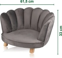 Maxxpro Katten- En Hondenstoel - Grijs - Verhoogd Met Houten Poten - Fluweel Materiaal - 61.5 X 52 X 33 CM - Huisdieren Tot 80 KG -Huisdier Benodigdheden 1200x1119