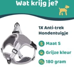 Mmoods Hondentuigje Grijs - Anti-Trek Tuig Voor Puppy's - Hondenharnas Voor Kleine Honden - Reflecterende Halsband Hond - Hondenhalsband Maat S -Huisdier Benodigdheden 1200x1135 5