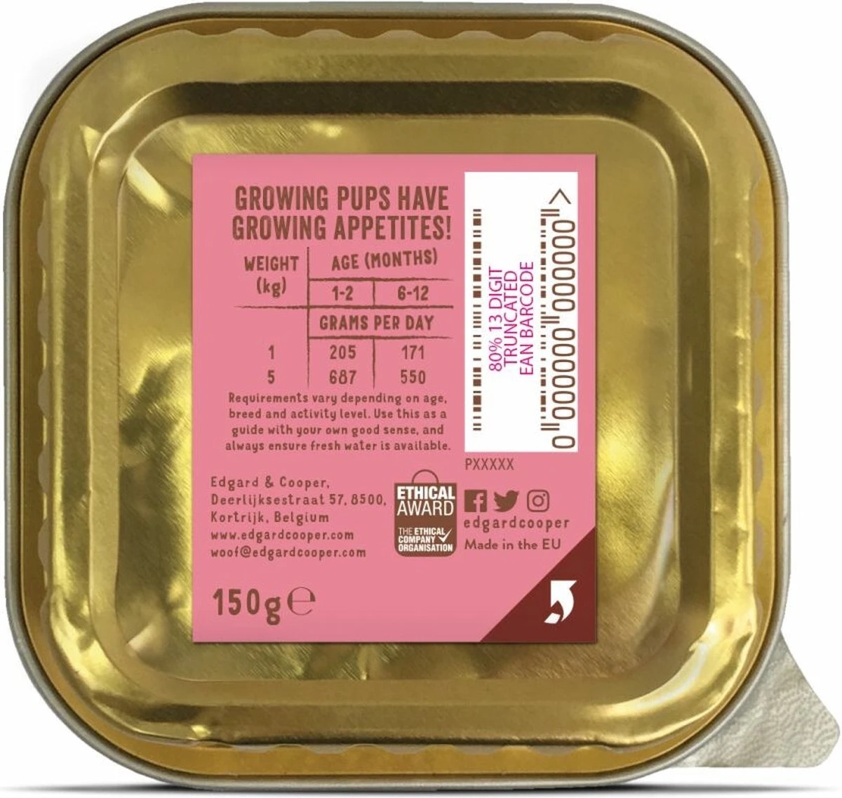 11x Edgard & Cooper Kuipje Vers Vlees Puppy Hondenvoer Eend - Kip 150 Gr 4 11x Edgard & Cooper Kuipje Vers Vlees Puppy Hondenvoer Eend - Kip 150 Gr - Afbeelding 2