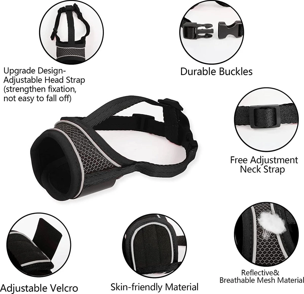 Merkloos Hoog Kwaliteit Muilkorf Met Bedrukt Patroon - Muilkorf Hond - Hondensnuit - Anti Blaf En Bijt - Voor Kleine En Grote Honden Maat M Zwart Reflecterend 6 Merkloos Hoog Kwaliteit Muilkorf Met Bedrukt Patroon - Muilkorf Hond - Hondensnuit - Anti Blaf En Bijt - Voor Kleine En Grote Honden Maat M Zwart Reflecterend - Afbeelding 4