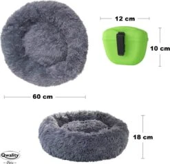 Hondenmand Donut – 60 Cm - Honden Mand – Pluche – Fluffy – Extra Zacht - Hondenkussen – Kattenkussen – Bed - Wasbaar Met Rits – Hondenmanden – Rond – Bank – Grijs - Qwality -Huisdier Benodigdheden 1200x1163 8
