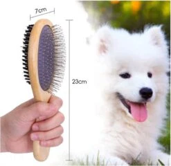 Merkloos Nobleza Dierenborstel - Hondenborstel - Kattenborstel - Tweezijdig - Dubbelzijdig - Hout - Maat L -Huisdier Benodigdheden 1200x1166 1