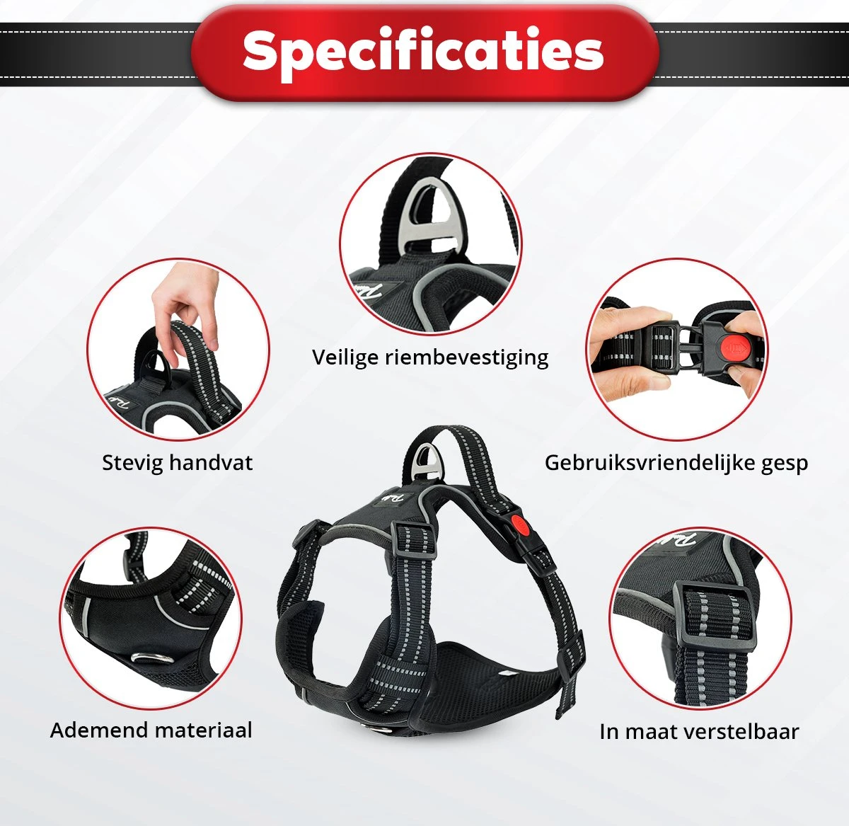 Purrr Fect Hondentuigje - Anti-Trek Tuig - Hondenharnas - Y Tuig Hond - Waterproof - Reflecterend - Verstelbaar - Maat L 6 Purrr Fect Hondentuigje - Anti-Trek Tuig - Hondenharnas - Y Tuig Hond - Waterproof - Reflecterend - Verstelbaar - Maat L - Afbeelding 4