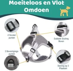 Mmoods Hondentuigje Grijs - Anti-Trek Tuig Voor Puppy's - Hondenharnas Voor Kleine Honden - Reflecterende Halsband Hond - Hondenhalsband Maat S -Huisdier Benodigdheden 1200x1169 4