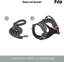 Filo Anti Trek Hondentuig L Met Hondenriem - Y Tuig Hond - Easy Walk Hondenharnas Large + Hondenlijn - Hondentuigje Verstelbaar - Leiband - Honden Tuigje - Riem -Huisdier Benodigdheden 1200x1170 5