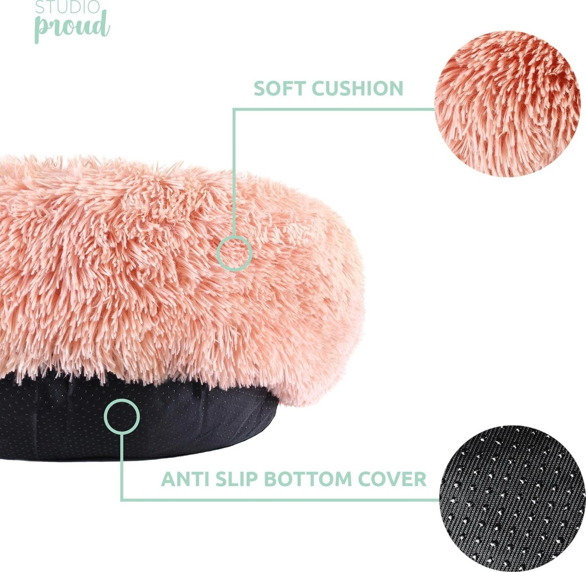 Studio Proud - Donut Mand - Honden En Katten Slaapbed - 50 Cm Roze - Pluche Hondenmand - Verkrijgbaar In Verschillende Maten En Kleuren 6 Studio Proud - Donut Mand - Honden En Katten Slaapbed - 50 Cm Roze - Pluche Hondenmand - Verkrijgbaar In Verschillende Maten En Kleuren - Afbeelding 4