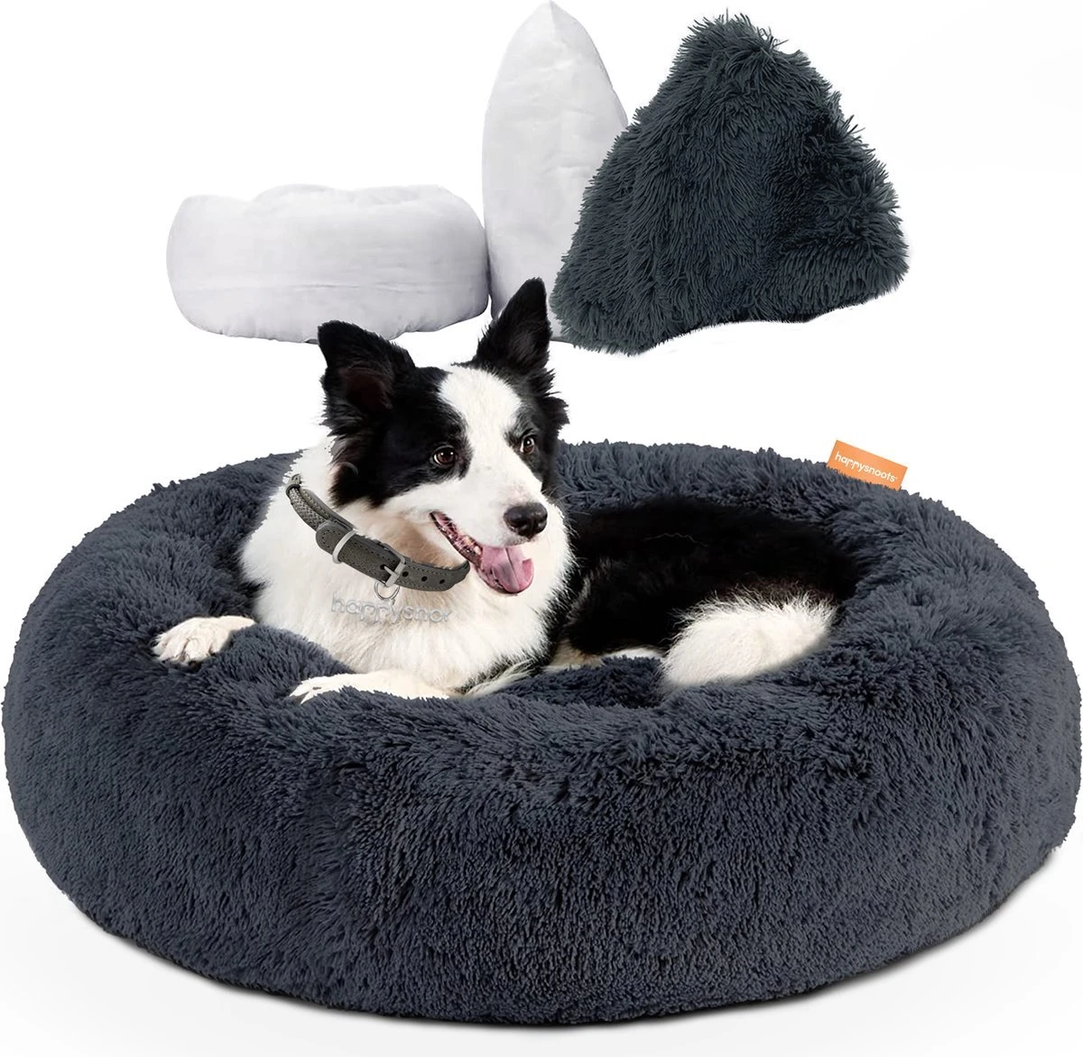 RK® Donut Hondenmand - Zacht Pluche Hondenmand - Hondenbed - 70cm - Hondenkussen - Kattenmand - Grijs Grey 3 RK® Donut Hondenmand - Zacht Pluche Hondenmand - Hondenbed - 70cm - Hondenkussen - Kattenmand - Grijs Grey