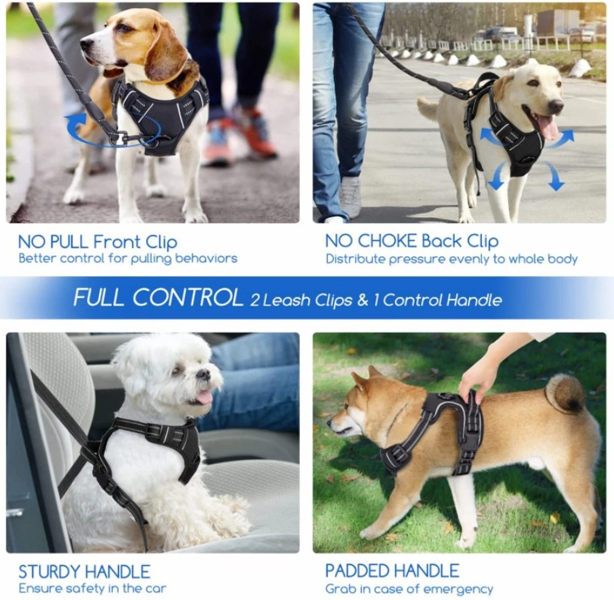 Nobleza 42ZHY - Hondenharnas - Hondentuigje - Anti Trek - L - Zwart 4 Nobleza 42ZHY - Hondenharnas - Hondentuigje - Anti Trek - L - Zwart - Afbeelding 2