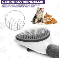 Kattenborstel - Hondenborstel - Pluizenverwijderaar - Haarverwijderaar Voor Huisdieren - Hondenkam - Kattenkam - Huisdierhaar Verwijderaar - Ontpluizer - Kattenhaar & Hondenhaar Verwijderaar - Voor Langharig & Kortharig - Grijs -Huisdier Benodigdheden 1200x1175 1