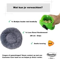 Hondenmand Donut – 60 Cm - Honden Mand – Pluche – Fluffy – Extra Zacht - Hondenkussen – Kattenkussen – Bed - Wasbaar Met Rits – Hondenmanden – Rond – Bank – Grijs - Qwality -Huisdier Benodigdheden 1200x1181 5