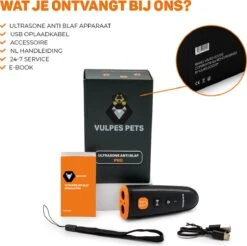 Vulpes Pets® Ultrasone Anti Blaf Apparaat – 3-in-1 Anti Blaf Apparaat Pro - Diervriendelijk & Zonder Schok - Alternatief Anti Blafband - Voor Kleine & Grote Honden - Audio - Flashlight - USB-Oplaadbaar -Huisdier Benodigdheden 1200x1195 4