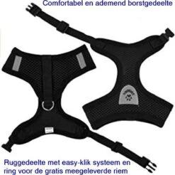Luxyana® Honden Tuigje - XS - 25-28cm - Geschikt Voor Puppy En Als Kattentuigje - Easy Step-in Hondenharnas - Inclusief Bijpassend Riempje - Zwart -Huisdier Benodigdheden 1200x1196 5