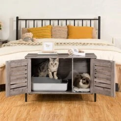 Houten Kattenhuis - Kattenkast Voor Binnen & Buiten - Kattenhok - Kattenhuisje Hout Met Deur En Gat - Hondenhok Voor Kleine Honden - 80 X 45 X 50.5 Cm -Huisdier Benodigdheden 1200x1200 1007