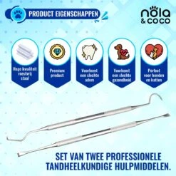 Nola & Coco® Tandsteen Verwijderaar Set Inclusief Bewaardoosje - Tandenkrabber - Set Van Twee - Hond - Kat - Tandenborstel - Tandplak Verwijderen - Tandenstoker - Honden Tanden Schoonmaken - Tandenhaakje - Gebitsreiniging -Huisdier Benodigdheden 1200x1200 1056