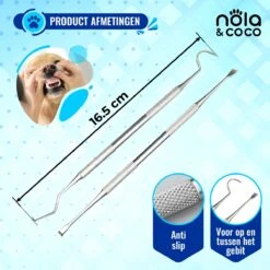 Nola & Coco® Tandsteen Verwijderaar Set Inclusief Bewaardoosje - Tandenkrabber - Set Van Twee - Hond - Kat - Tandenborstel - Tandplak Verwijderen - Tandenstoker - Honden Tanden Schoonmaken - Tandenhaakje - Gebitsreiniging -Huisdier Benodigdheden 1200x1200 1059