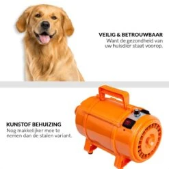 Krachtige Hondenföhn/ Waterblazer Met Draaiknop Om Overtollig Water En Stof Snel Uit De Vacht Te Blazen | Verstelbare Vermogen Standen (500W Tot 2200W) En Verstelbare Temperatuur - Type B Oranje -Huisdier Benodigdheden 1200x1200 193