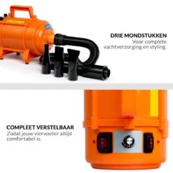 Krachtige Hondenföhn/ Waterblazer Met Draaiknop Om Overtollig Water En Stof Snel Uit De Vacht Te Blazen | Verstelbare Vermogen Standen (500W Tot 2200W) En Verstelbare Temperatuur - Type B Oranje -Huisdier Benodigdheden 1200x1200 194