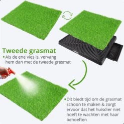 AWEMOZ Hondentoilet Kunstgras - Met 2 Matten En Opvangbak - 64x52x7,5cm - Puppy Pads - Zindelijkheidstraining Hond - Training Pads - Indoor / Outdoor Honden Toilet -Huisdier Benodigdheden 1200x1200 343