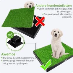 AWEMOZ Hondentoilet Kunstgras - Met 2 Matten En Opvangbak - 64x52x7,5cm - Puppy Pads - Zindelijkheidstraining Hond - Training Pads - Indoor / Outdoor Honden Toilet -Huisdier Benodigdheden 1200x1200 346