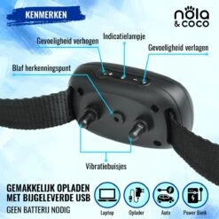Nola & Coco® Oplaadbare Anti Blafband - 4 Kleuren - Zonder Schok - Waterdichte Diervriendelijke Blaf Halsband - Opvoedingshalsband - Voor Grote En Kleine Honden - Lichte Vibratie En Geluid - 3 Tot 60kg -Huisdier Benodigdheden 1200x1200 411