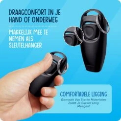 VEDIC® - Luxe Clicker Met Fluit - Clickertraining Voor Honden - Zwart - Bevestigingsring - Fluit - Hondentraining -Huisdier Benodigdheden 1200x1200 508