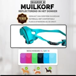 Sharon-B Muilkorf Turquoise Maat S - Fleece - Reflecterend - Kleine Hond 9 Sharon-B Muilkorf Turquoise Maat S - Fleece - Reflecterend - Kleine Hond -Huisdier Benodigdheden 1200x1200 517