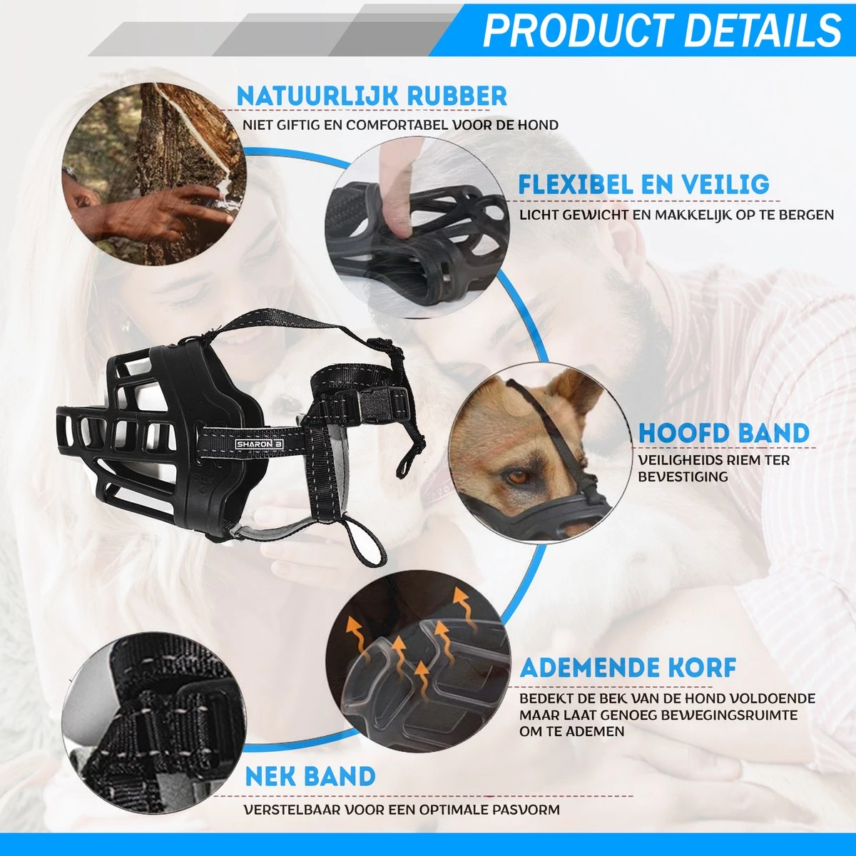 Sharon B Muilkorf Hond - Zwart - XL - Comfortabel - Snuitomtrek 34 Tot 37 Cm - Voor Grote Honden 5 Sharon B Muilkorf Hond - Zwart - XL - Comfortabel - Snuitomtrek 34 Tot 37 Cm - Voor Grote Honden - Afbeelding 3