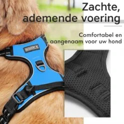 Sharon B - Hondentuigje - Voor Middelgrote Honden - Blauw - Maat M - No Pull Harnas - Anti Trek - Reflecterend - Hoeft Niet Over Het Hoofd Aangetrokken Te Worden -Huisdier Benodigdheden 1200x1200 560