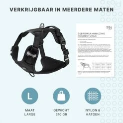 Hondentuigje - Anti-Trek Tuig - Hondenharnas - Y Tuig Hond - Reflecterend - Zwart - Maat L -Huisdier Benodigdheden 1200x1200 569