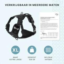 Hondentuigje - Anti-Trek Tuig - Hondenharnas - Y Tuig Hond - Reflecterend - Zwart - Maat XL -Huisdier Benodigdheden 1200x1200 590