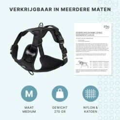 Hondentuigje - Anti-Trek Tuig - Hondenharnas - Y Tuig Hond - Reflecterend - Zwart - Maat M -Huisdier Benodigdheden 1200x1200 597