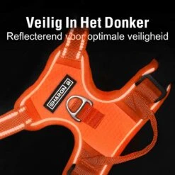 Sharon B - Hondentuigje - Voor Middelgrote Honden - Oranje - Maat M - No Pull - Anti Trek - Reflecterend - Hoeft Niet Over Het Hoofd Aangetrokken Te Worden -Huisdier Benodigdheden 1200x1200 615