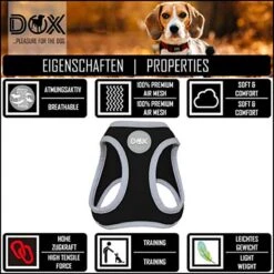 DDOXX Borstharnas Air Mesh, Step-In, Reflecterend | Vele Kleuren | Voor Kleine, Middelgrote En Middelgrote Honden | Hondenharnas Hond Kat Puppy | Kattenharnas Puppy Harnas | Zwart, M -Huisdier Benodigdheden 1200x1200 622