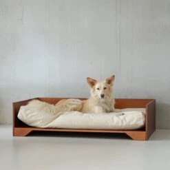 STUDIO ANIMAUX Hondenmand Met Katoenen Kussen (maat L) | 119 X 76,5 Cm | Hondenbed | Hondensofa | Hondenbank | Hout | Bruin -Huisdier Benodigdheden 1200x1200 738