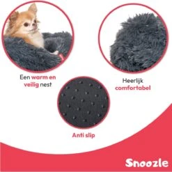 Snoozle Donut Hondenmand - Zacht En Luxe Hondenkussen - Wasbaar - Fluffy - Hondenmanden - 50cm - Grijs -Huisdier Benodigdheden 1200x1200 750