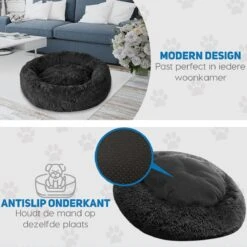 Pawzle Hondenmand - Donut Hondenkussen - Kattenmand - Bed Voor Honden & Katten - Wasbaar - 120cm - Zwart -Huisdier Benodigdheden 1200x1200 777