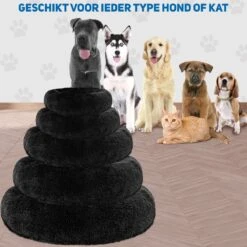 Pawzle Hondenmand - Donut Hondenkussen - Kattenmand - Bed Voor Honden & Katten - Wasbaar - 120cm - Zwart -Huisdier Benodigdheden 1200x1200 778